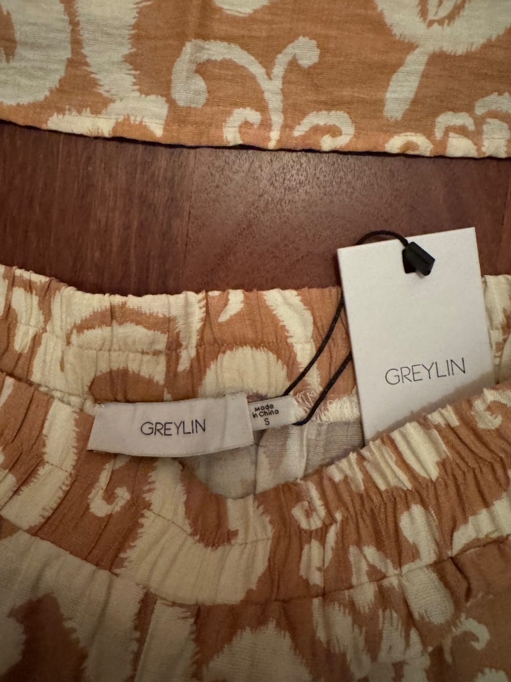 Cream and Chestnut Floral Pants/Top Set - Picture 2 of 4